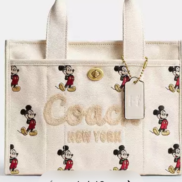 Authentic Disney X Coach Cargo Tote Bag 26 With Mickey
